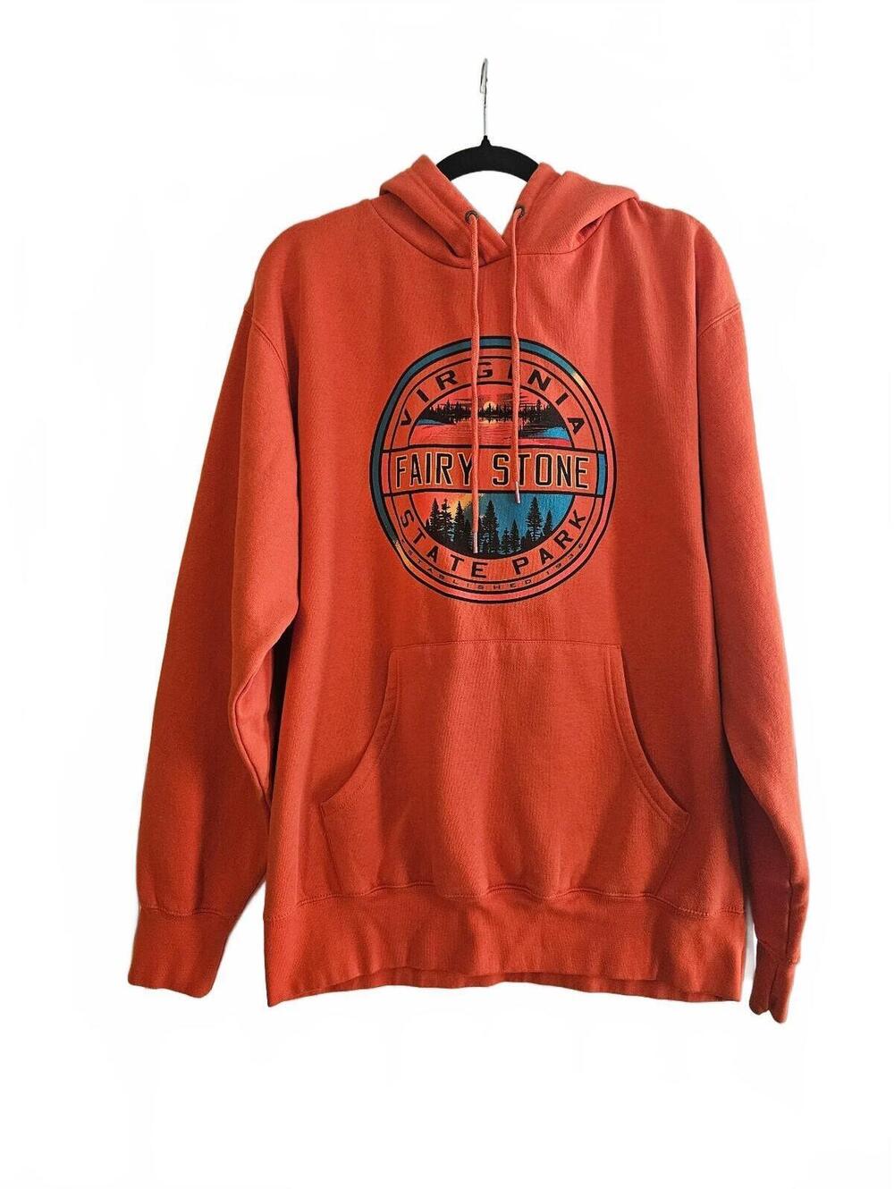 Blue 84 Orange Fairy Stone State Park Pullover Hoodie Sweatshirt-Size Medium